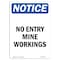 Signmission OSHA Notice Sign, 14" Height, Rigid Plastic, No Entry Mine Workings Sign, Portrait OS-NS-P-1014-V-14517 - alternate 1